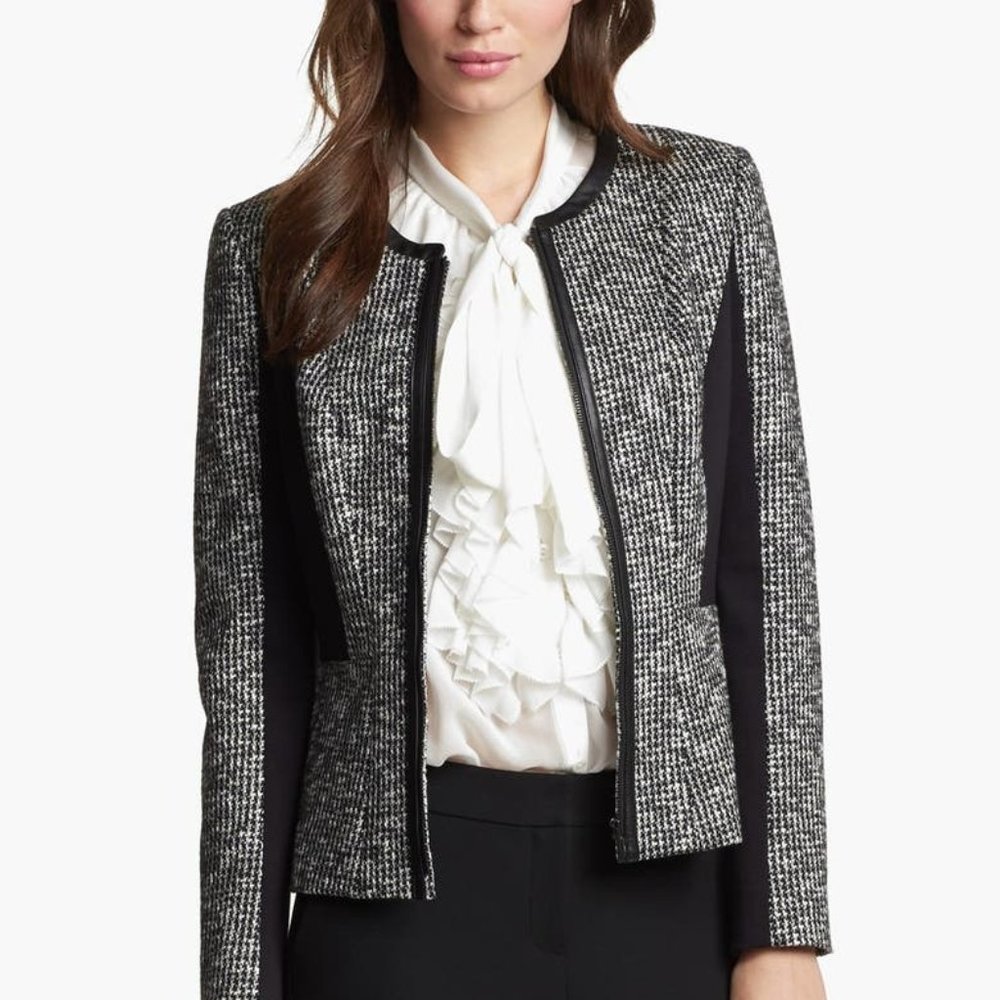 Nordstrom Classiques Entier Houndstooth Wool Jacket size s